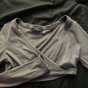 shein xs long sleeve ribbed gray tee